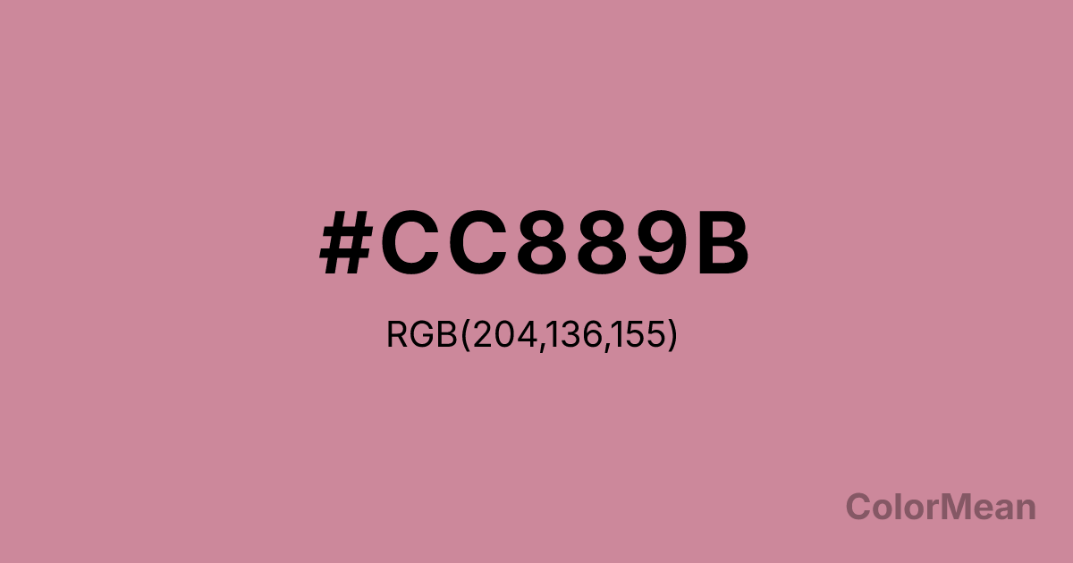 Color swatch image showing #CC889B with RGB(204,136,155) values