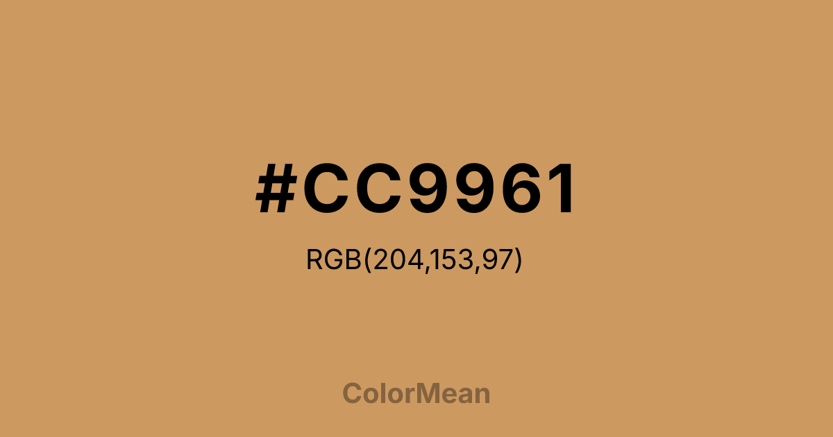 Color swatch image showing #CC9961 with RGB(204,153,97) values