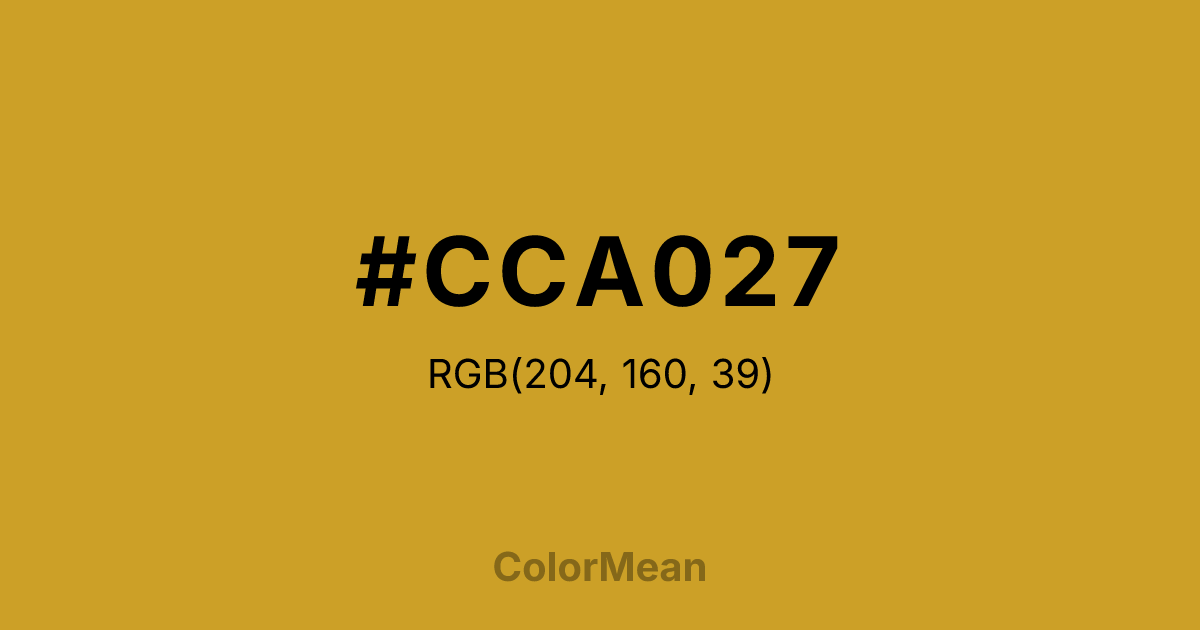 Color swatch image showing #CCA027 with RGB(204,160,39) values