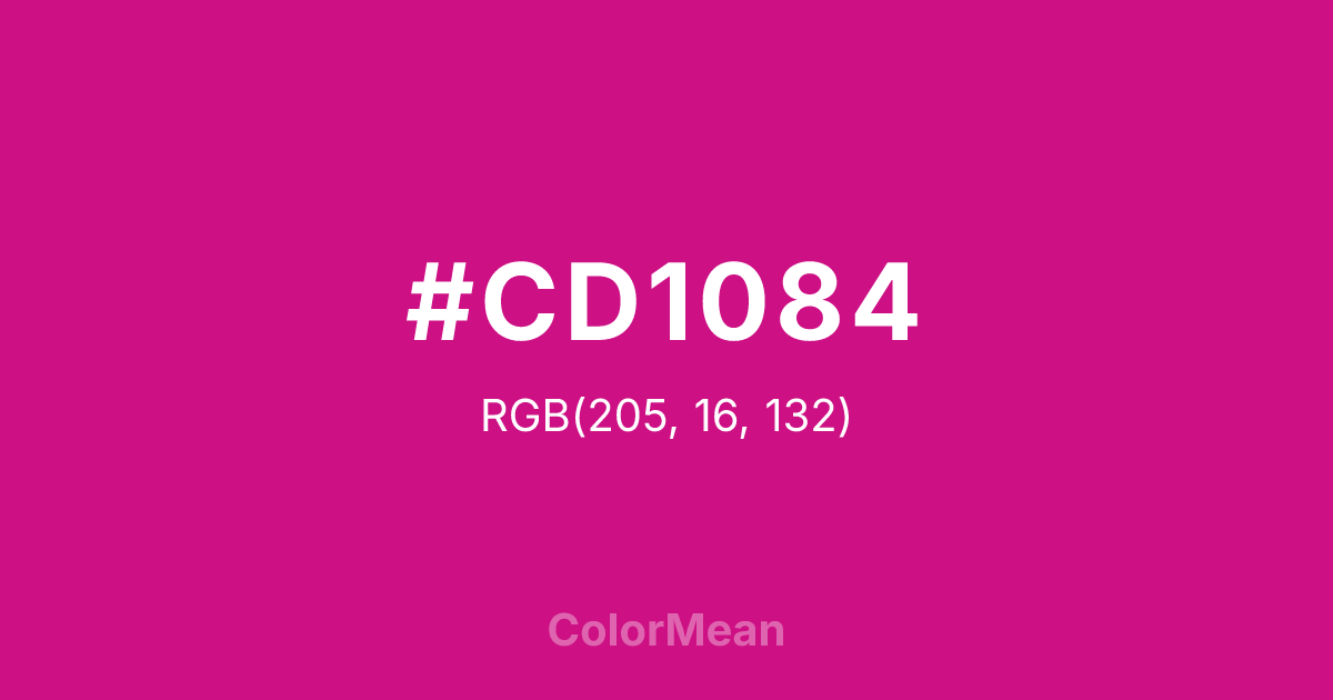 Color swatch image showing #CD1084 with RGB(205,16,132) values