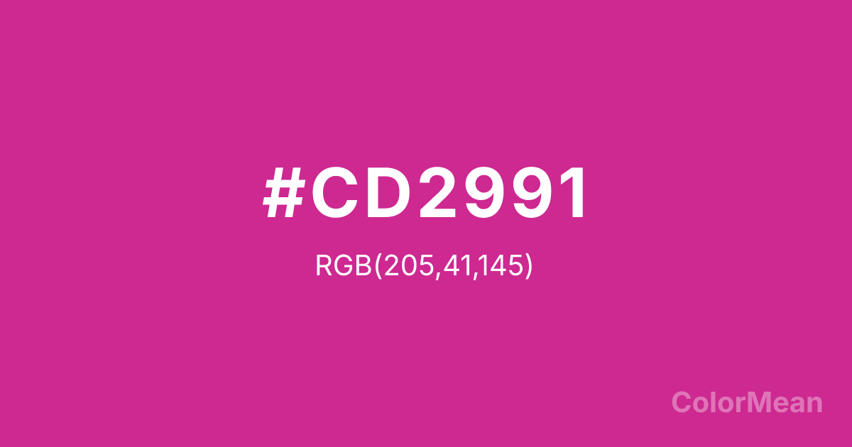 Color swatch image showing #CD2991 with RGB(205,41,145) values