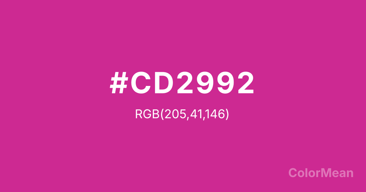 Color swatch image showing #CD2992 with RGB(205,41,146) values