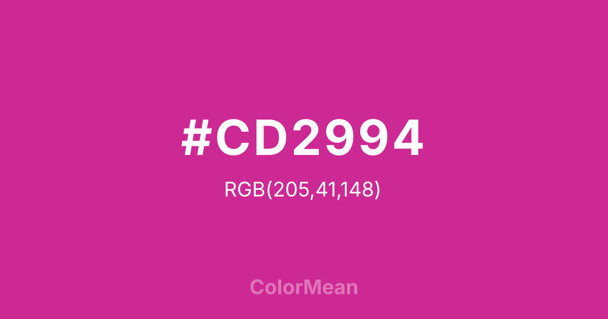 Color swatch image showing #CD2994 with RGB(205,41,148) values