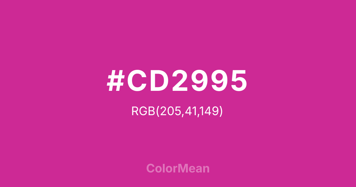 Color swatch image showing #CD2995 with RGB(205,41,149) values
