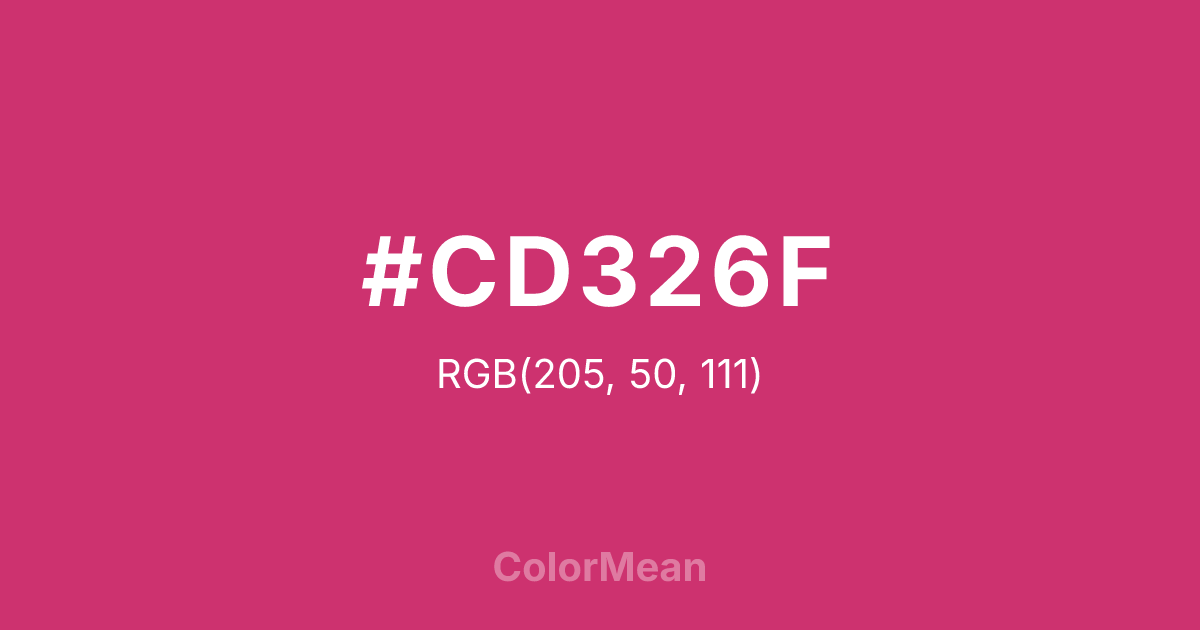Color swatch image showing #CD326F with RGB(205,50,111) values
