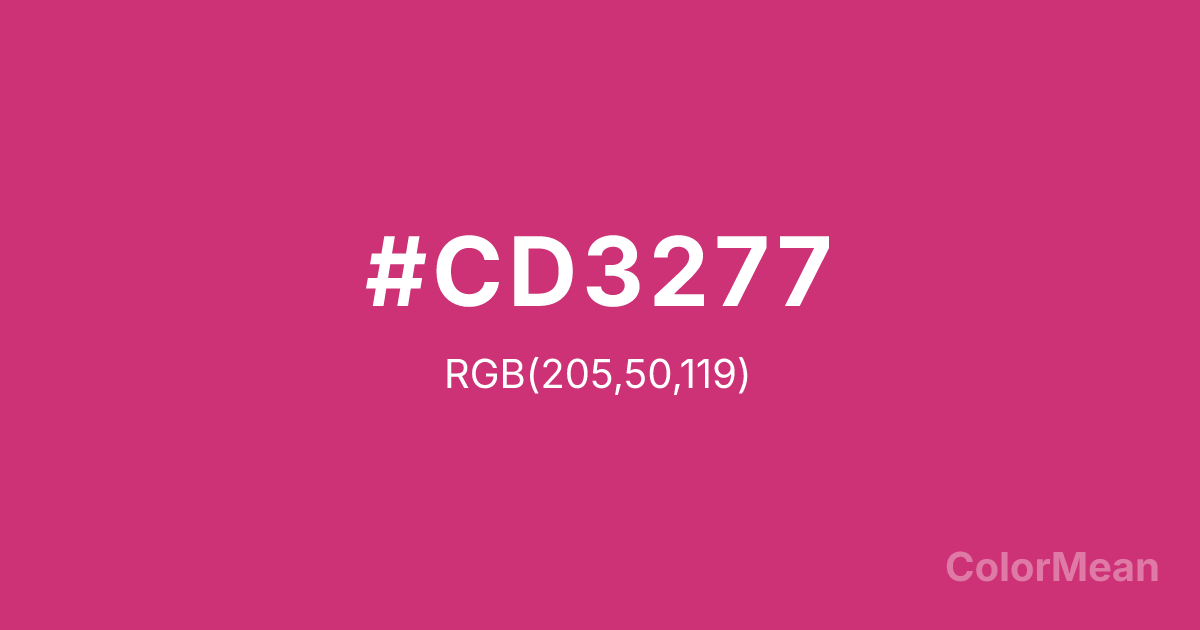 Color swatch image showing #CD3277 with RGB(205,50,119) values