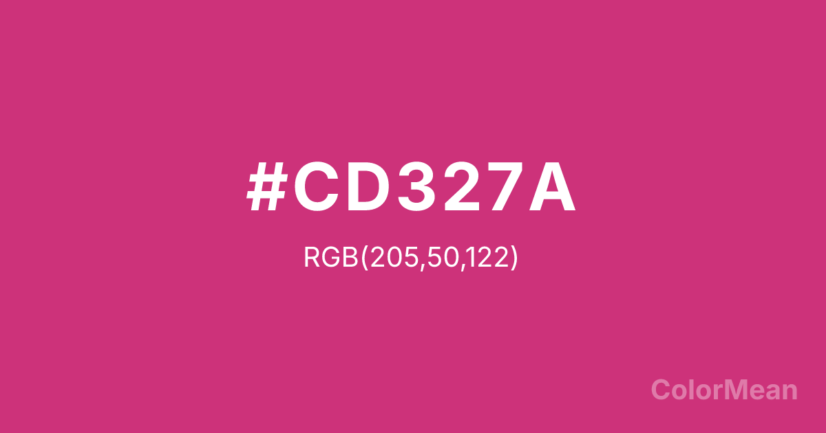 Color swatch image showing #CD327A with RGB(205,50,122) values