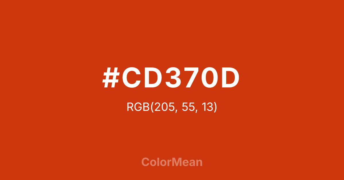 Color swatch image showing #CD370D with RGB(205,55,13) values