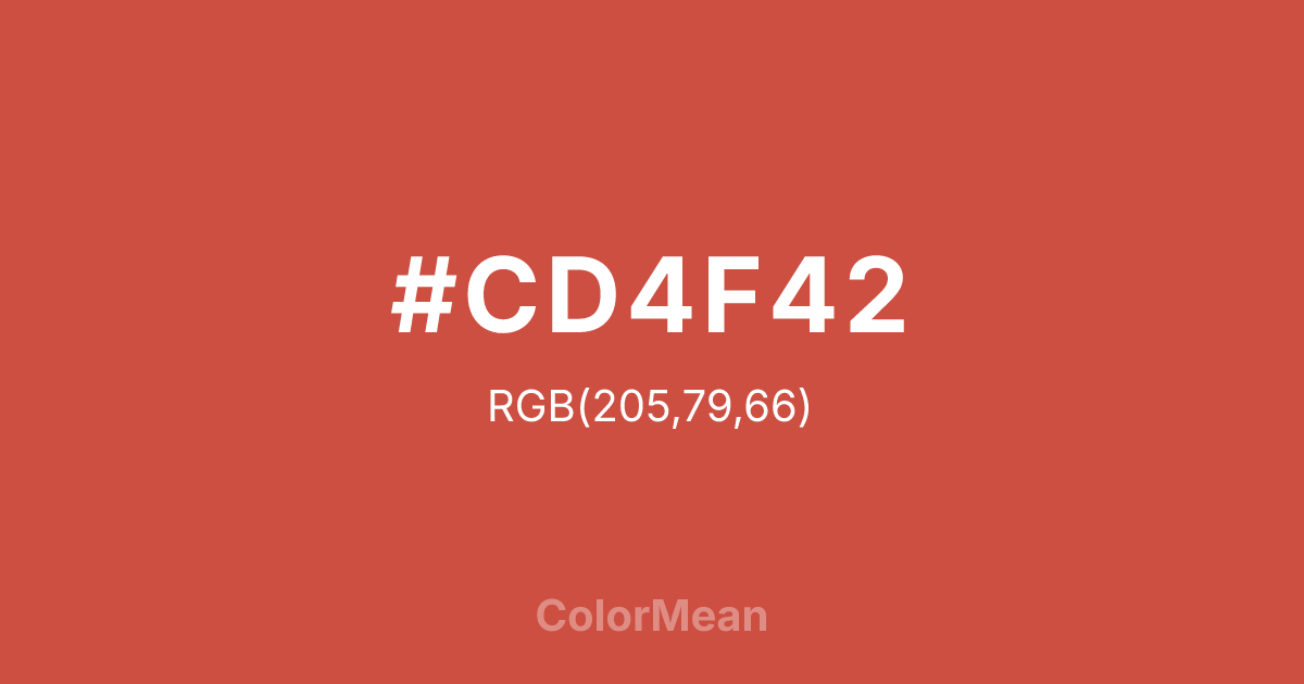 Color swatch image showing #CD4F42 with RGB(205,79,66) values