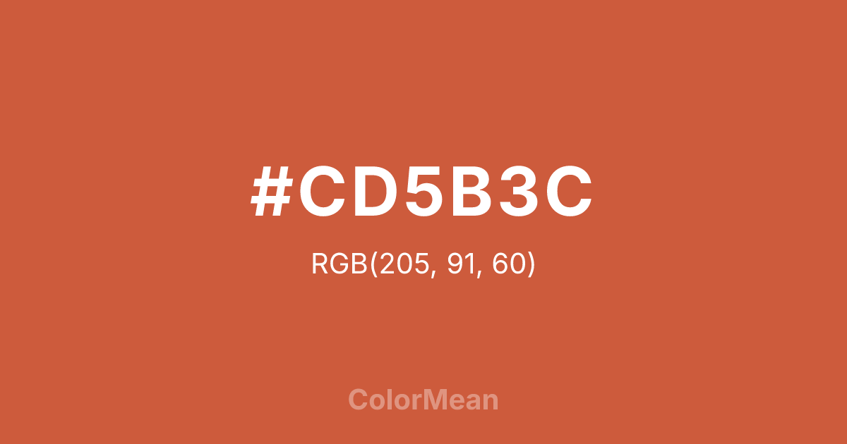 Color swatch image showing #CD5B3C with RGB(205,91,60) values