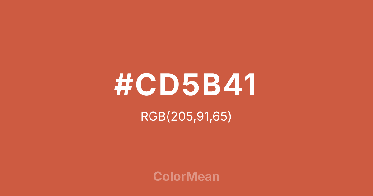 Color swatch image showing #CD5B41 with RGB(205,91,65) values