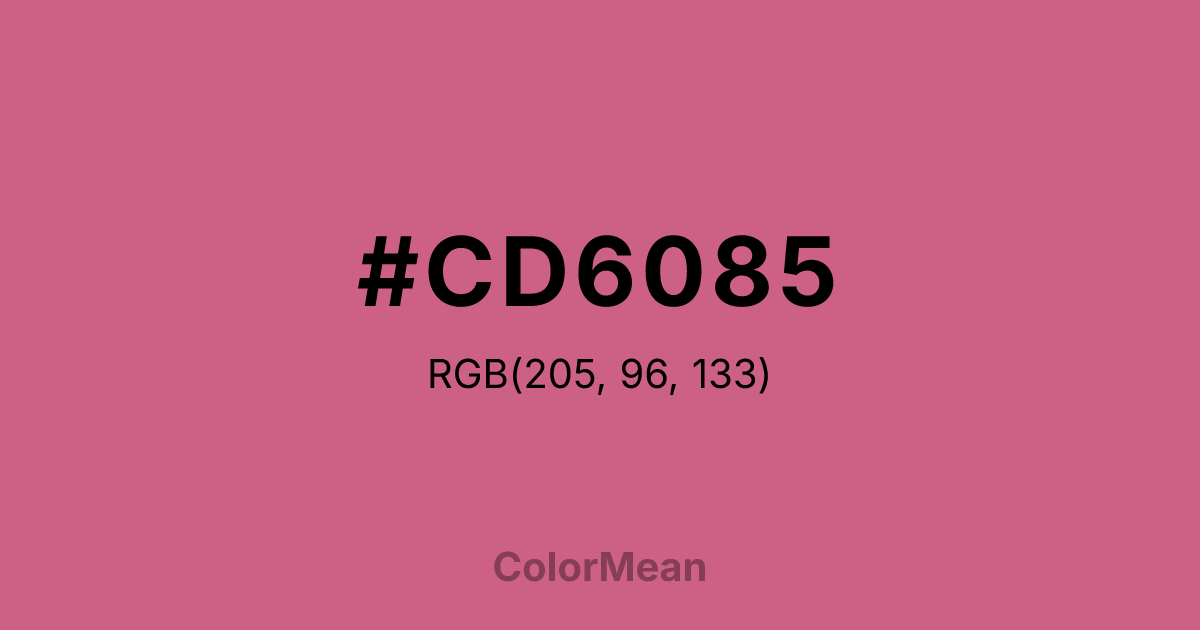 Color swatch image showing #CD6085 with RGB(205,96,133) values