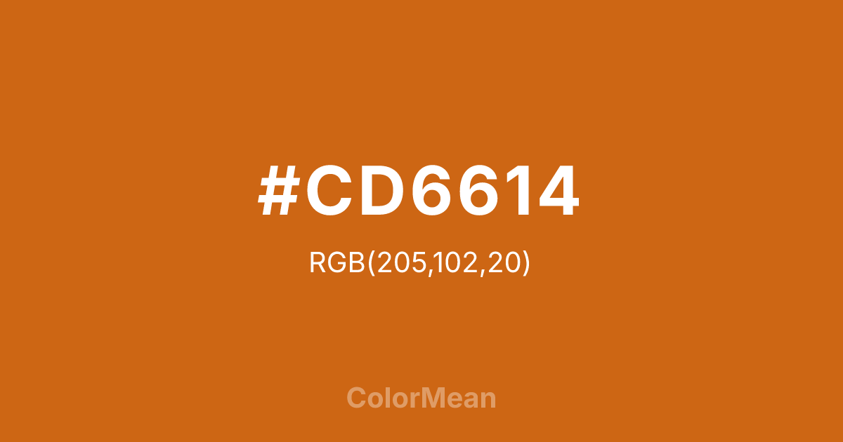 Color swatch image showing #CD6614 with RGB(205,102,20) values