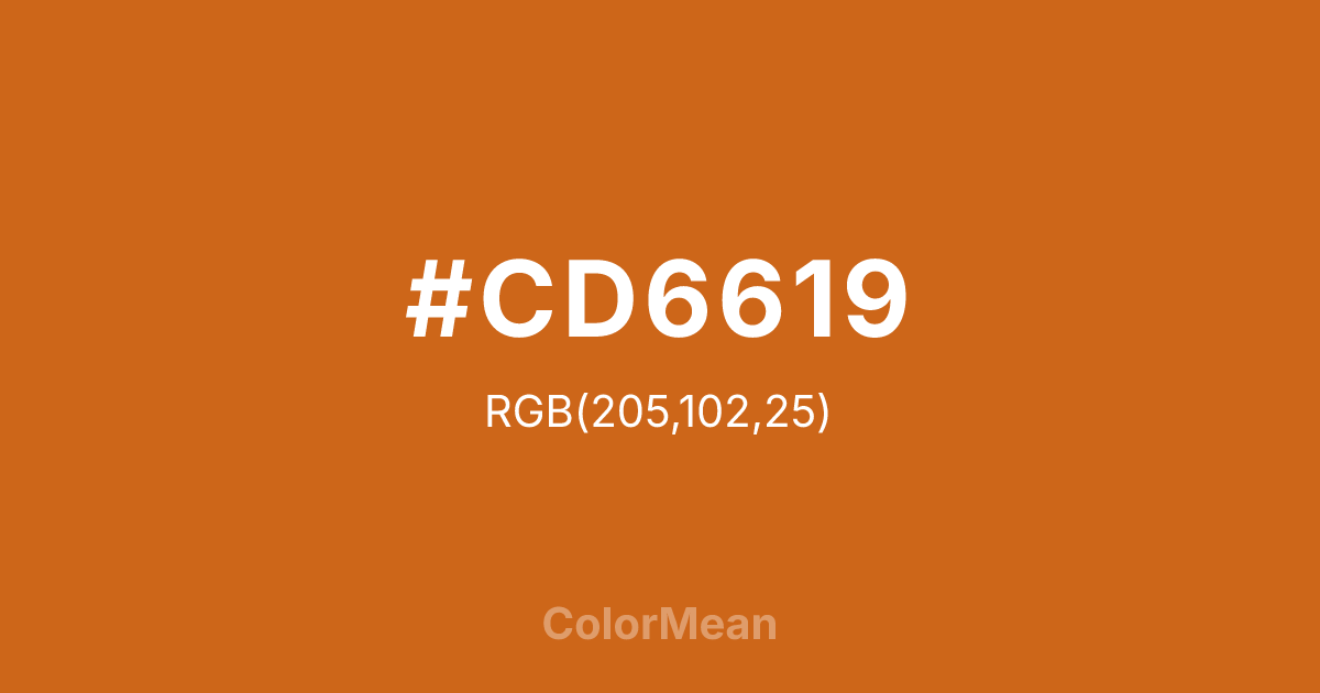 Color swatch image showing #CD6619 with RGB(205,102,25) values