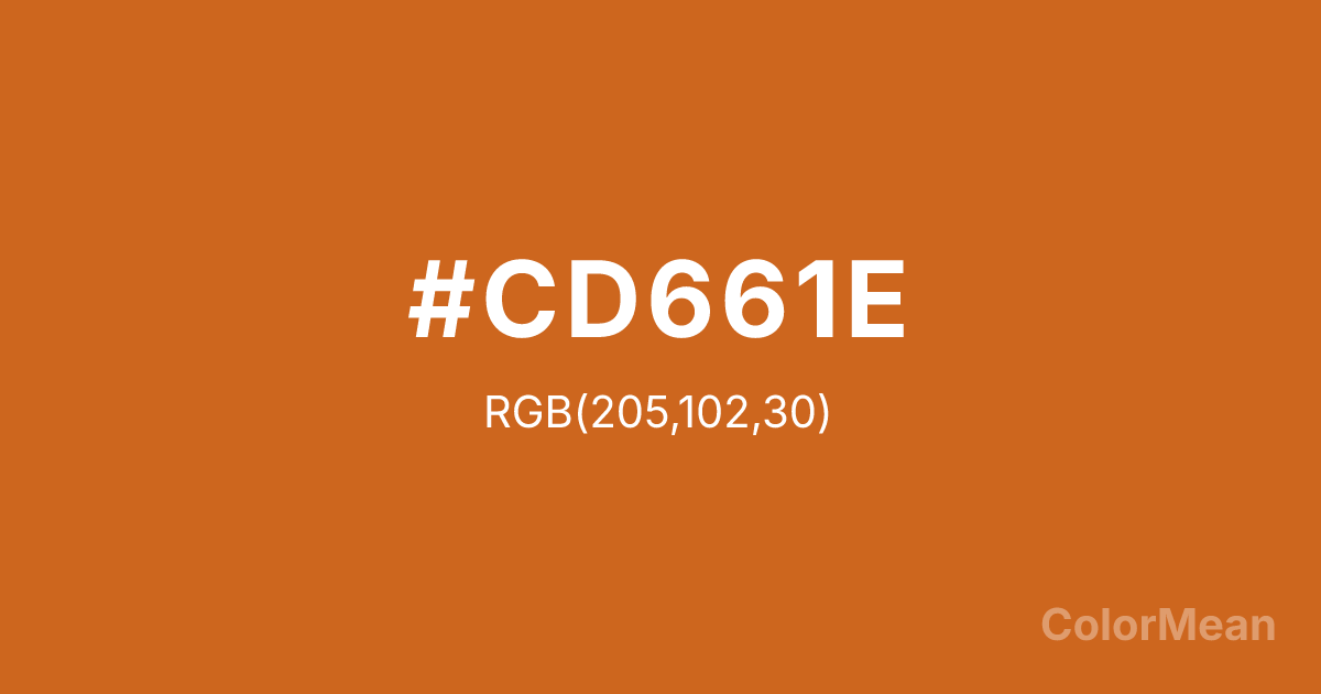 Color swatch image showing #CD661E with RGB(205,102,30) values