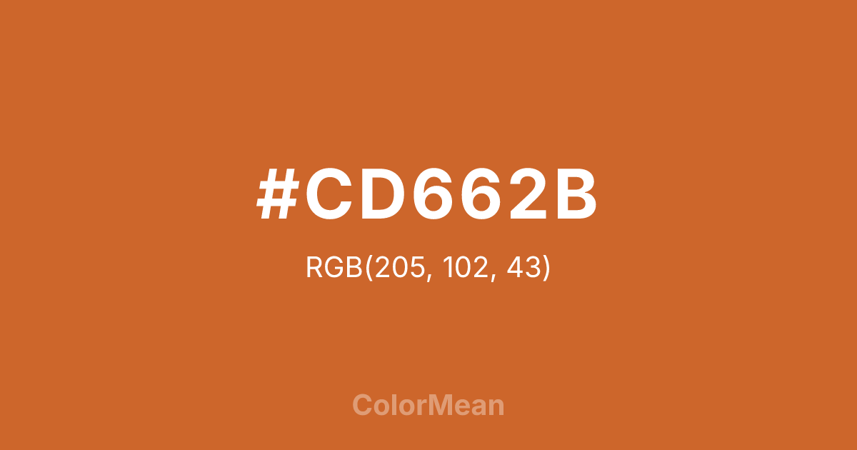 Color swatch image showing #CD662B with RGB(205,102,43) values