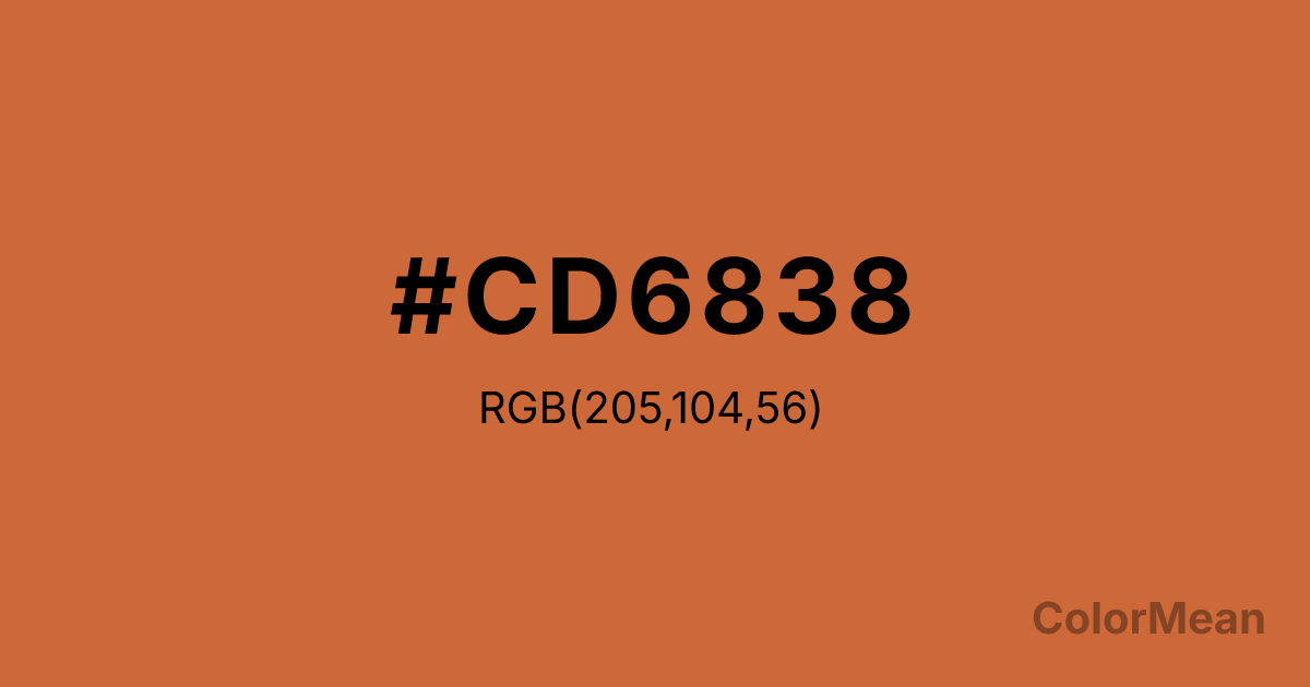 Color swatch image showing #CD6838 with RGB(205,104,56) values