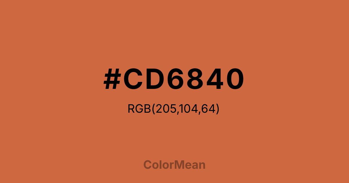 Color swatch image showing #CD6840 with RGB(205,104,64) values