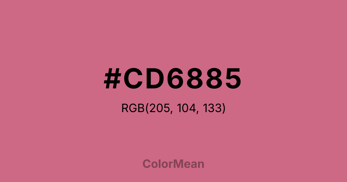 Color swatch image showing #CD6885 with RGB(205,104,133) values