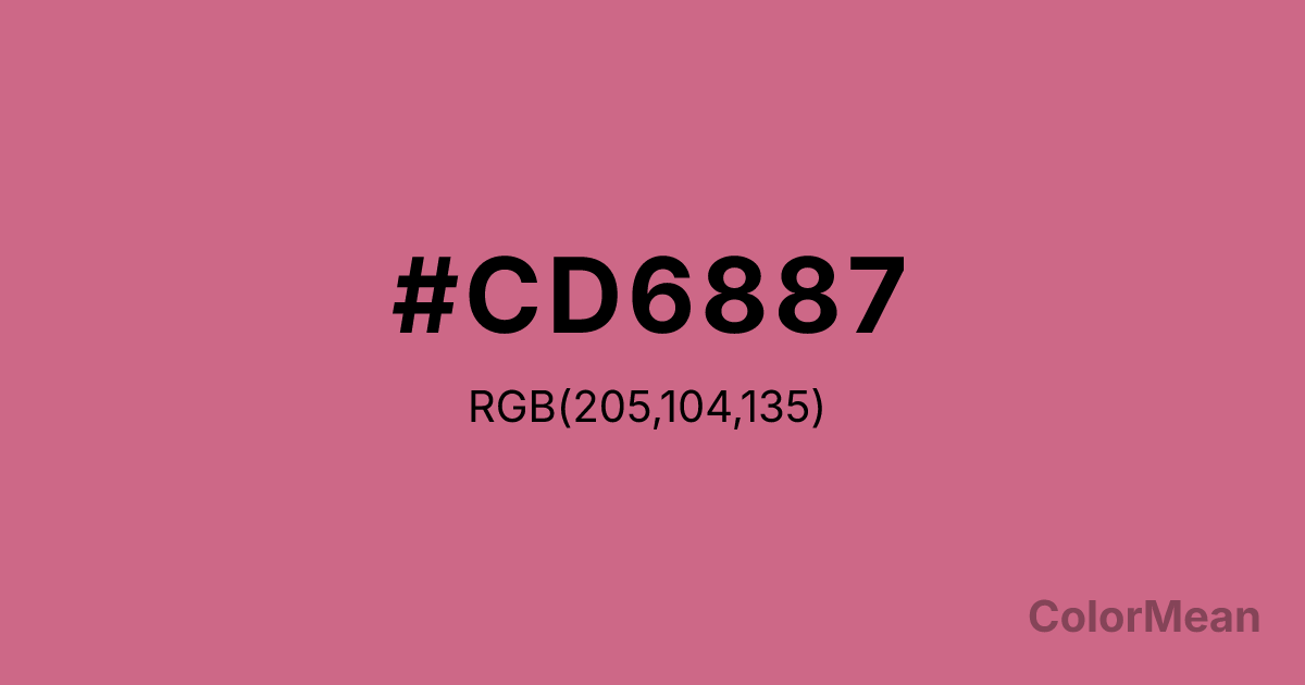 Color swatch image showing #CD6887 with RGB(205,104,135) values