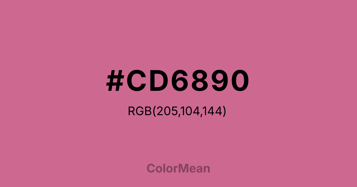 Color swatch image showing #CD6890 with RGB(205,104,144) values