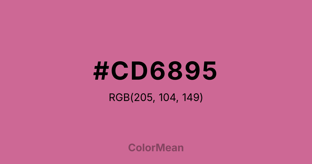 Color swatch image showing #CD6895 with RGB(205,104,149) values
