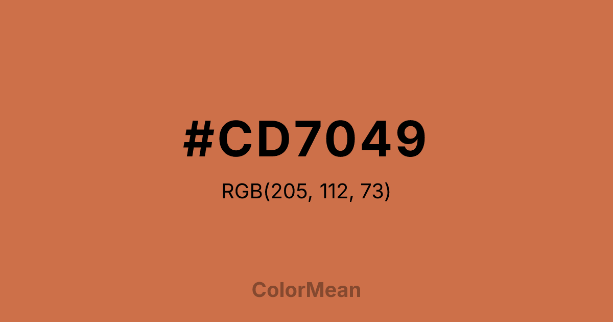 Color swatch image showing #CD7049 with RGB(205,112,73) values