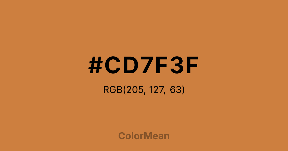 Color swatch image showing #CD7F3F with RGB(205,127,63) values