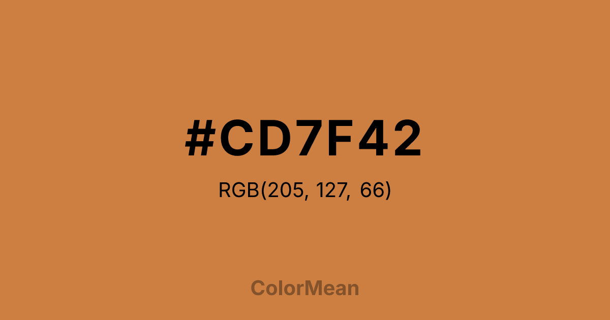 Color swatch image showing #CD7F42 with RGB(205,127,66) values