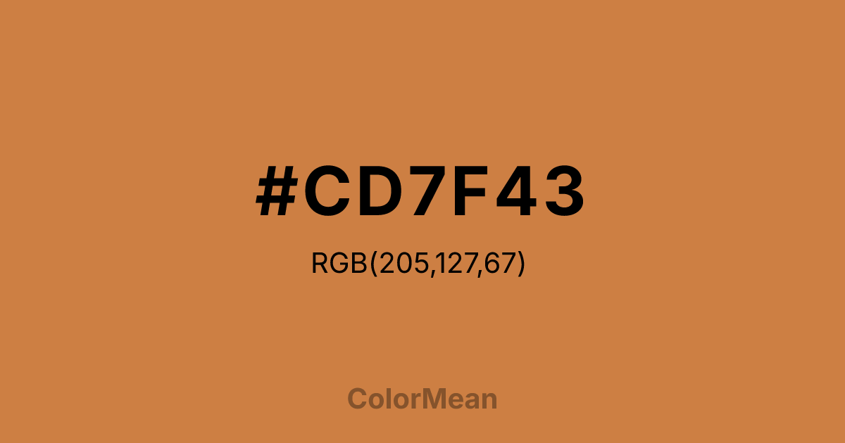 Color swatch image showing #CD7F43 with RGB(205,127,67) values
