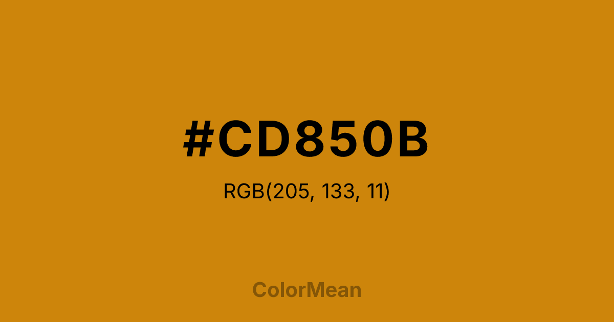 Color swatch image showing #CD850B with RGB(205,133,11) values