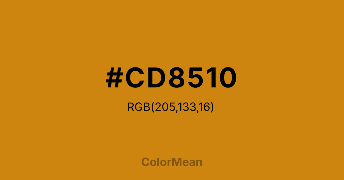 Color swatch image showing #CD8510 with RGB(205,133,16) values