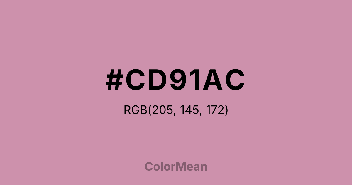 Color swatch image showing #CD91AC with RGB(205,145,172) values