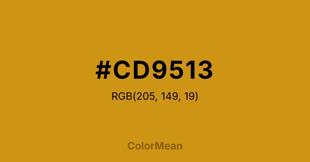 Color swatch image showing #CD9513 with RGB(205,149,19) values