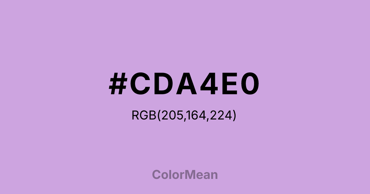 Color swatch image showing #CDA4E0 with RGB(205,164,224) values