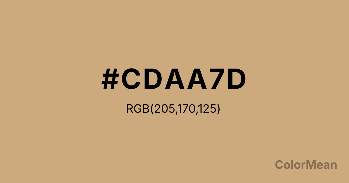 Color swatch image showing Burlywood3 (#CDAA7D) with RGB(205,170,125) values