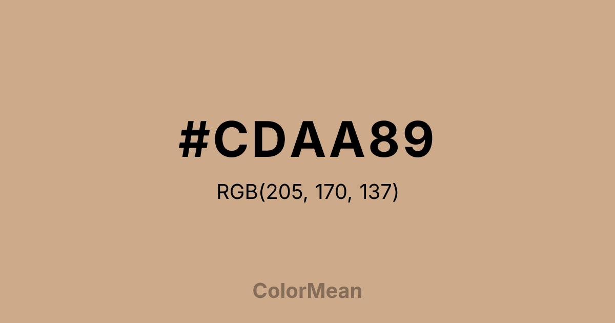 Color swatch image showing #CDAA89 with RGB(205,170,137) values