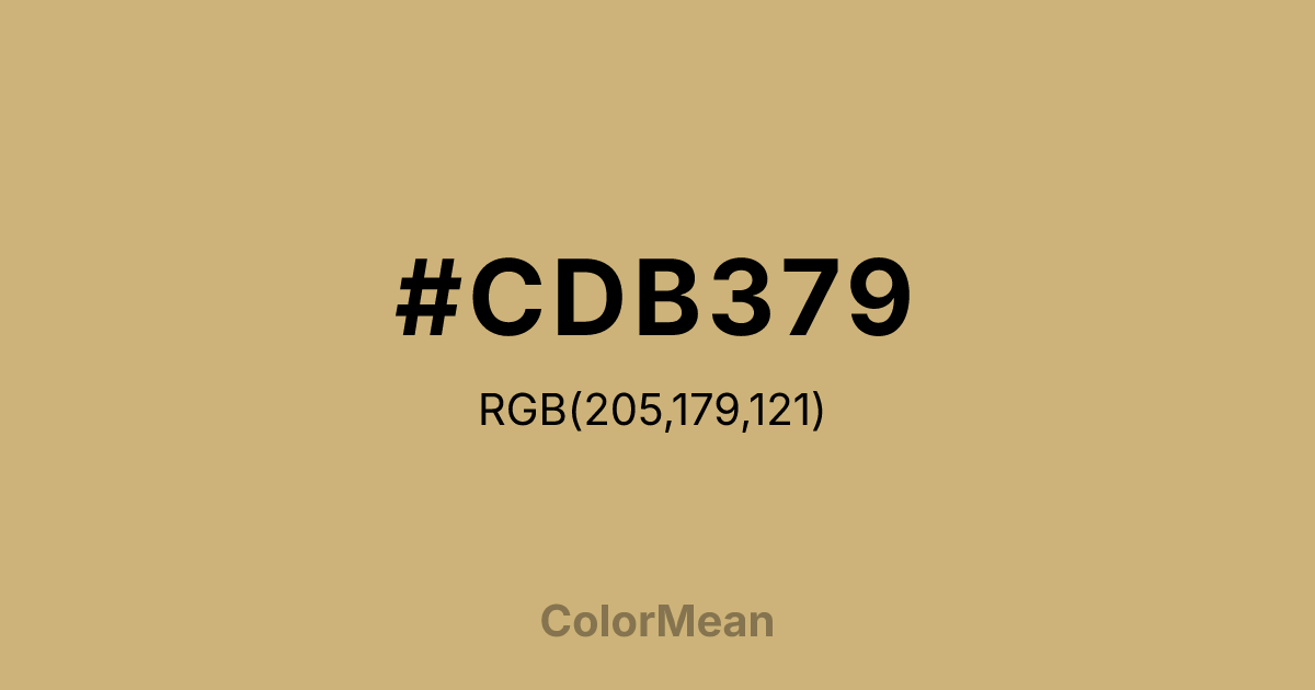 Color swatch image showing #CDB379 with RGB(205,179,121) values