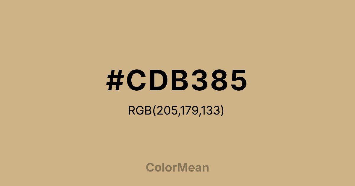 Color swatch image showing #CDB385 with RGB(205,179,133) values