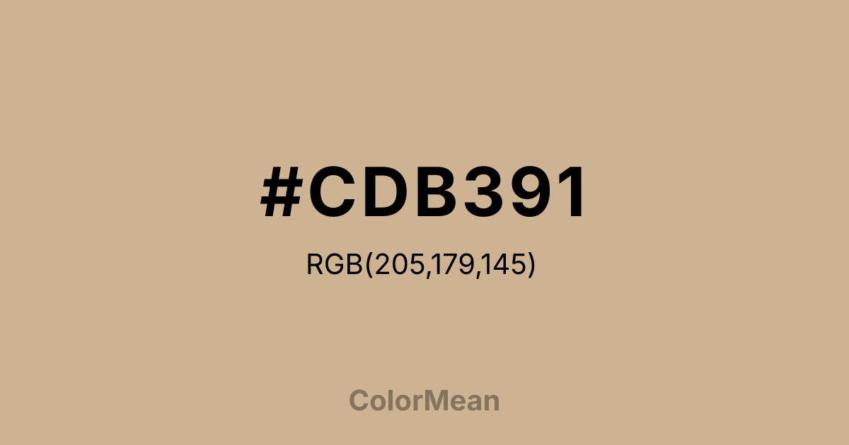 Color swatch image showing #CDB391 with RGB(205,179,145) values