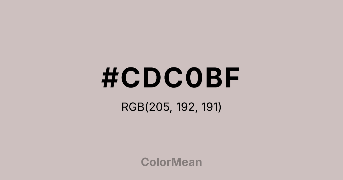 Color swatch image showing #CDC0BF with RGB(205,192,191) values