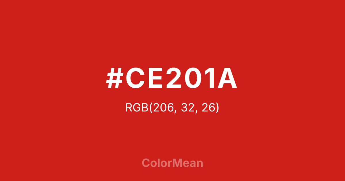 Color swatch image showing #CE201A with RGB(206,32,26) values