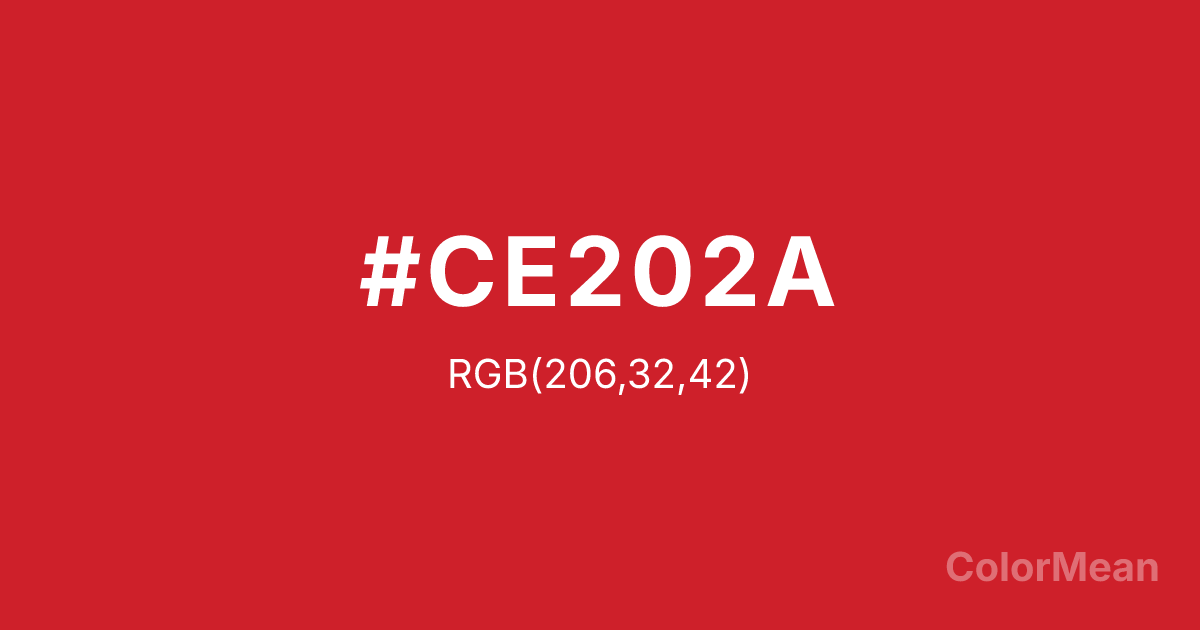 Color swatch image showing #CE202A with RGB(206,32,42) values