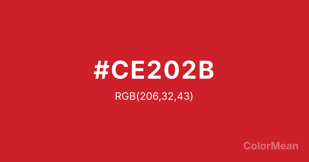 Color swatch image showing #CE202B with RGB(206,32,43) values