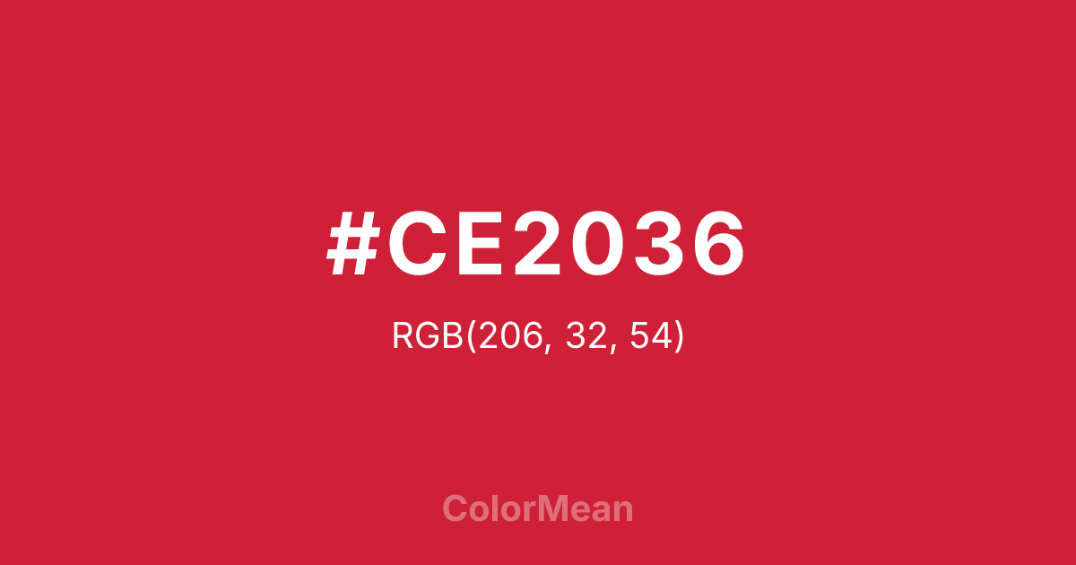 Color swatch image showing #CE2036 with RGB(206,32,54) values