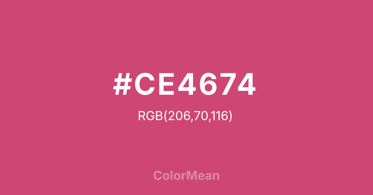 Color swatch image showing #CE4674 with RGB(206,70,116) values