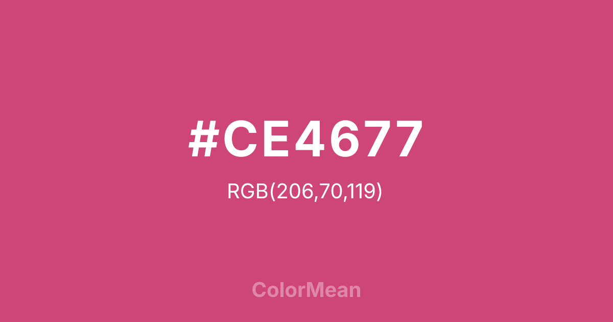 Color swatch image showing #CE4677 with RGB(206,70,119) values