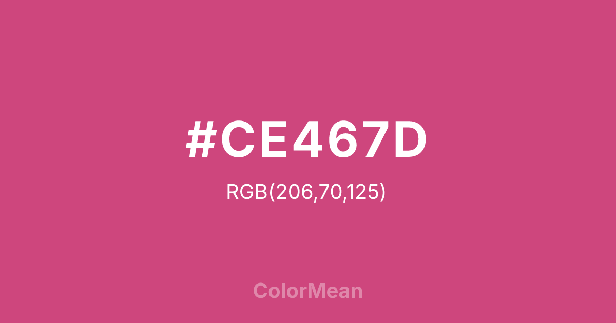 Color swatch image showing #CE467D with RGB(206,70,125) values