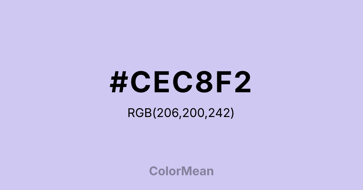 Color swatch image showing #CEC8F2 with RGB(206,200,242) values