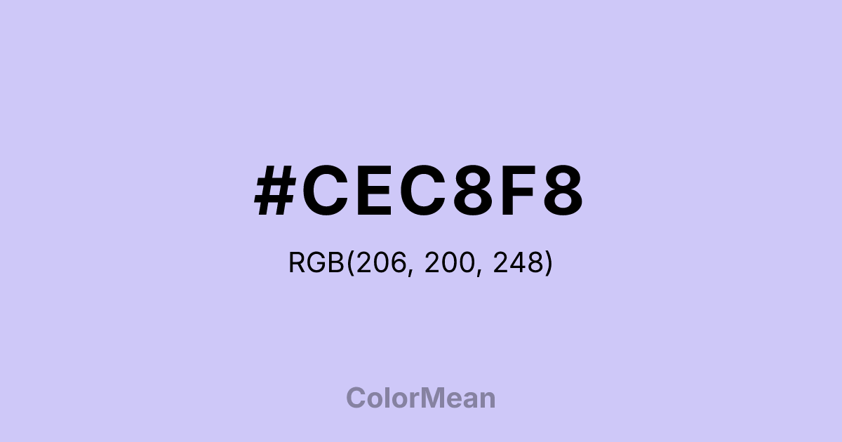 Color swatch image showing #CEC8F8 with RGB(206,200,248) values
